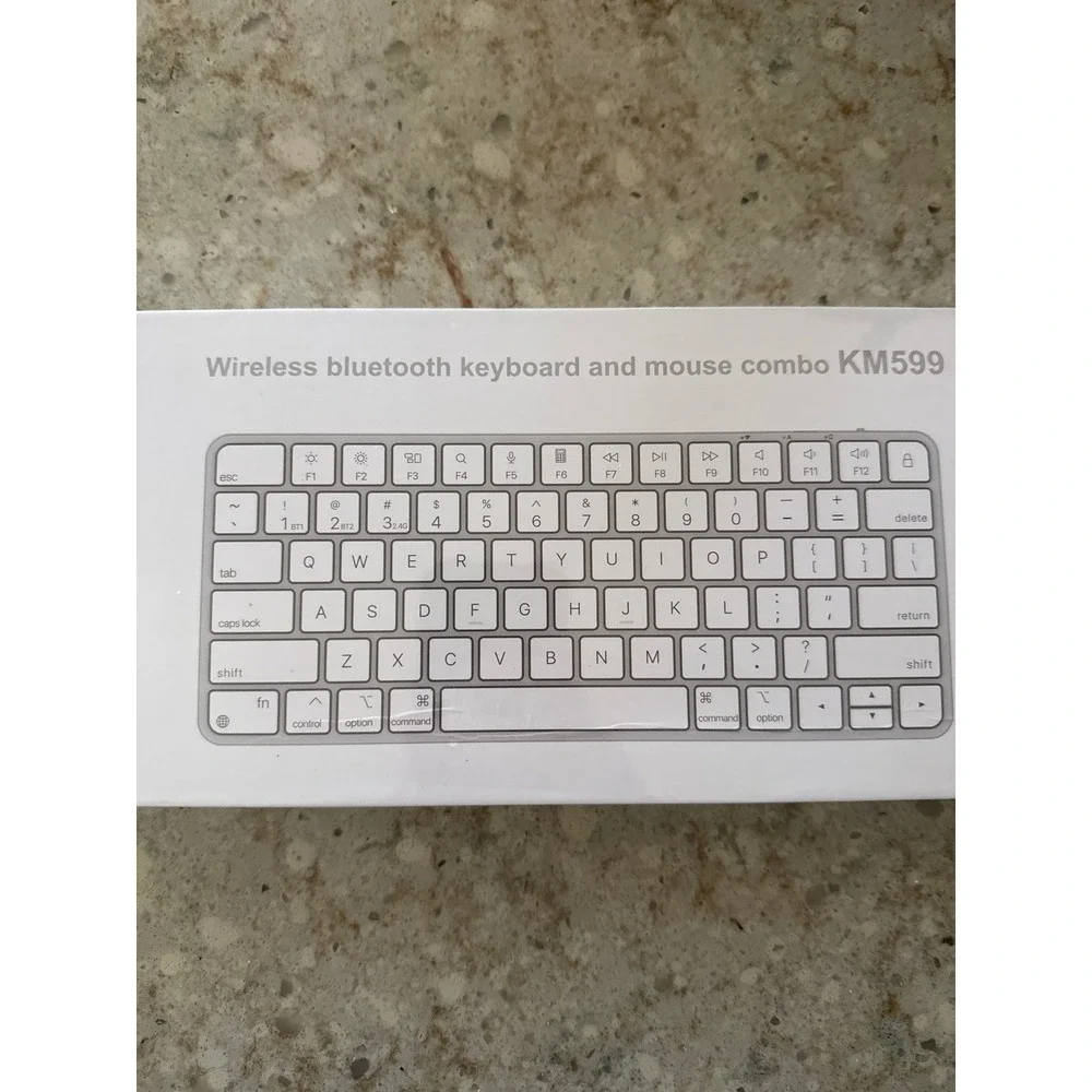 Wireless Bluetooth Keyboard and Mouse Combo KM599 White Ultra Slim‎ Set